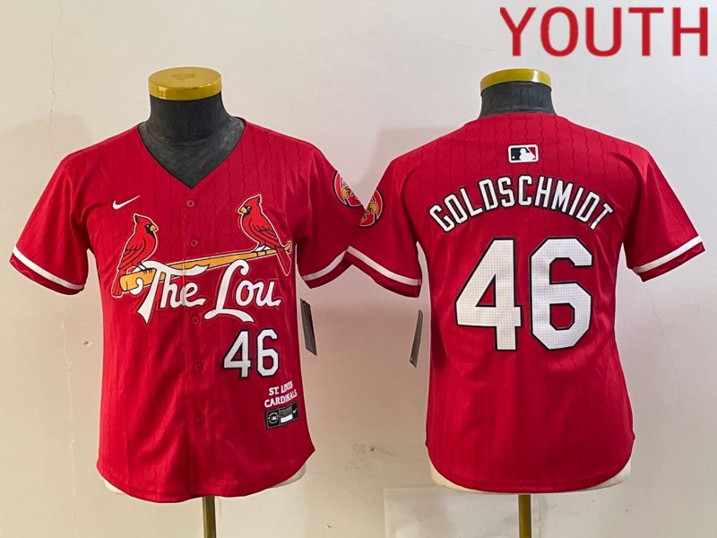 Youth St.Louis Cardinals #46 Coldschmidt Red City Edition 2024 Nike MLB Jersey style 1->youth mlb jersey->Youth Jersey